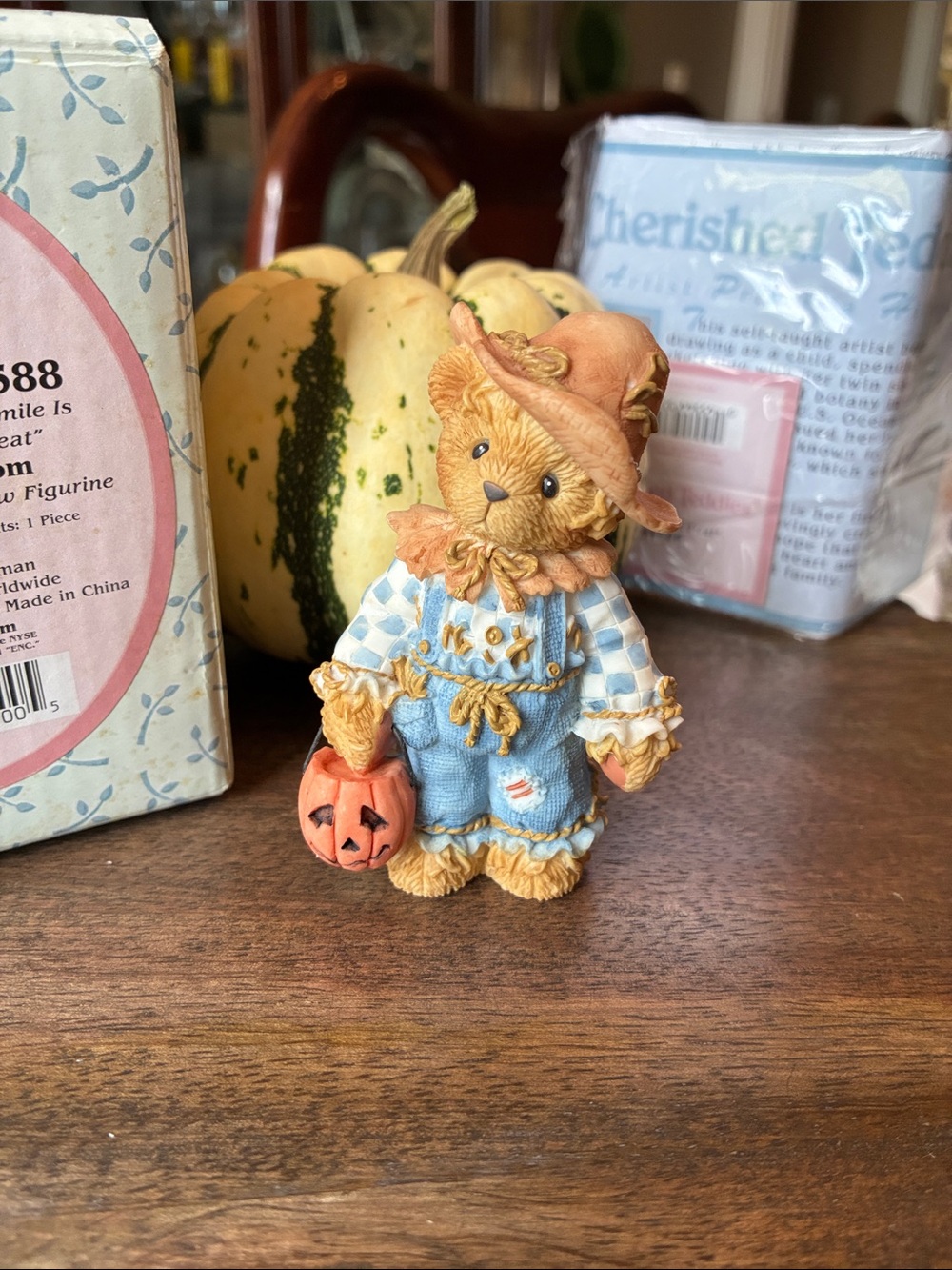 Cherished Teddies Autumn Bear “Tom” Figurine “Your smile is a treat”